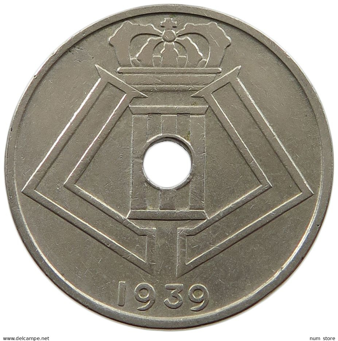 BELGIUM 25 CENTIMES 1939 MINTING ERROR MEDAL ALIGNMENT 25 CENTIMES 1939 #t065 0207 - 25 Cent