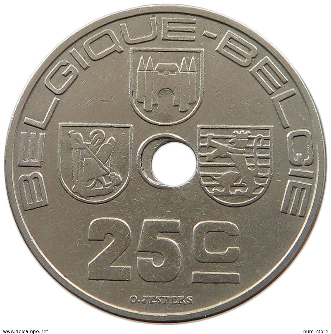 BELGIUM 25 CENTIMES 1939 MINTING ERROR 25 CENTIMES 1939 HOLE OFF-CENTER #t065 0195 - 25 Centimes