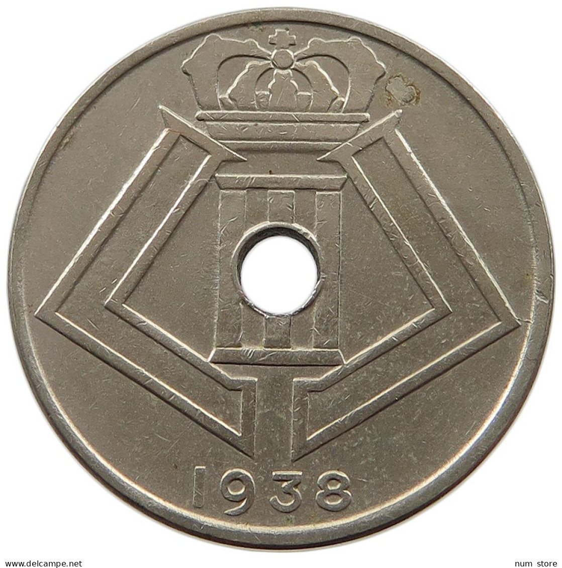 BELGIUM 25 CENTIMES 1938 MINTING ERROR 25 CENTIMES 1938 90° DIE ROTATION RIGHT #t065 0191 - 25 Centimes