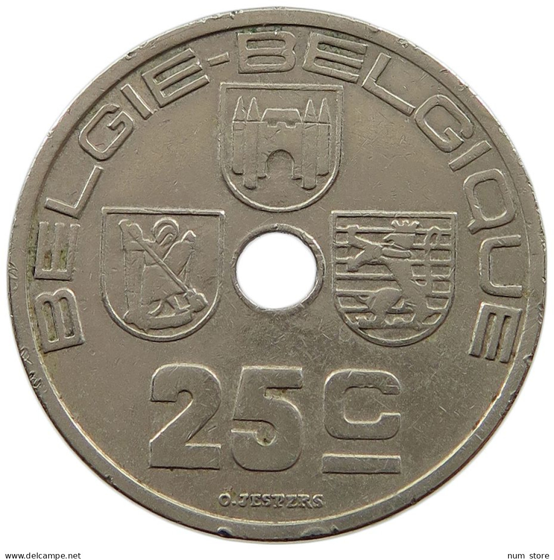 BELGIUM 25 CENTIMES 1938 MINTING ERROR 25 CENTIMES 1938 90° DIE ROTATION RIGHT #t065 0203 - 25 Cent