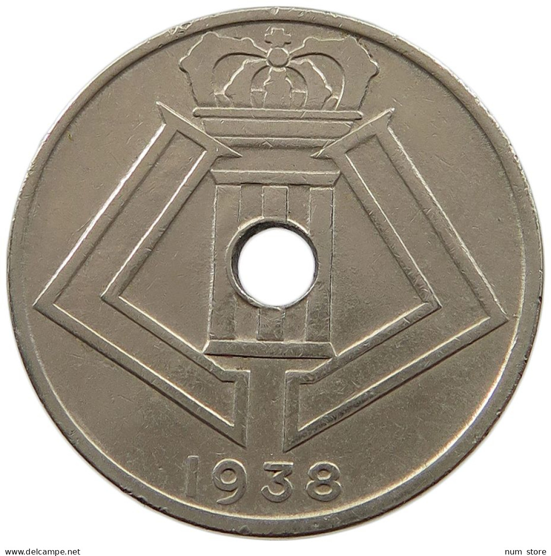 BELGIUM 25 CENTIMES 1938 MINTING ERROR 25 CENTIMES 1938 90° DIE ROTATION RIGHT #t065 0203 - 25 Cent