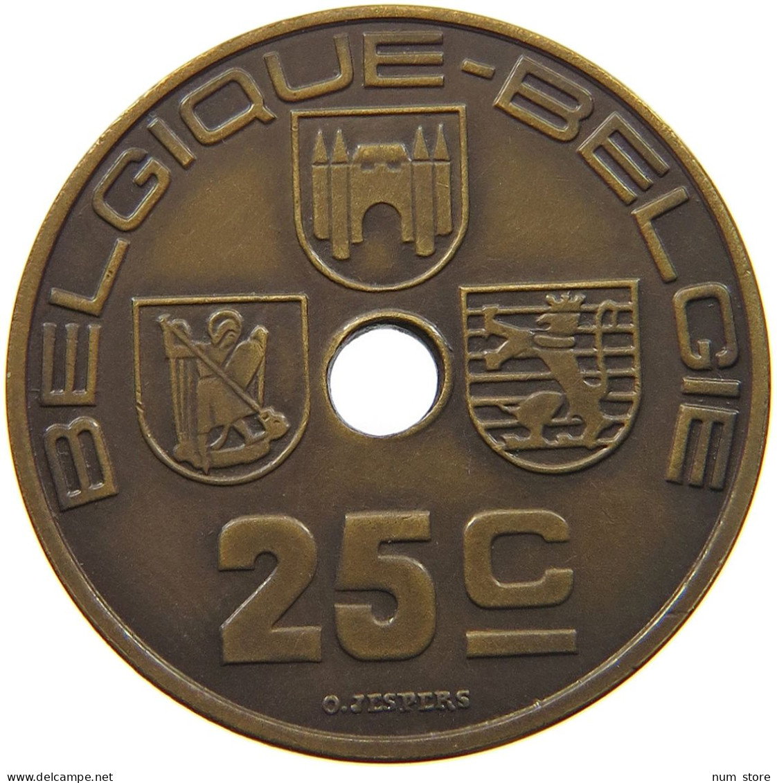 BELGIUM 25 CENTIMES 1939 BELGIUM 25 CENTIMES 1939 PATTERN JESPERS MATTE BRONZE #t081 0047 - 25 Centimes