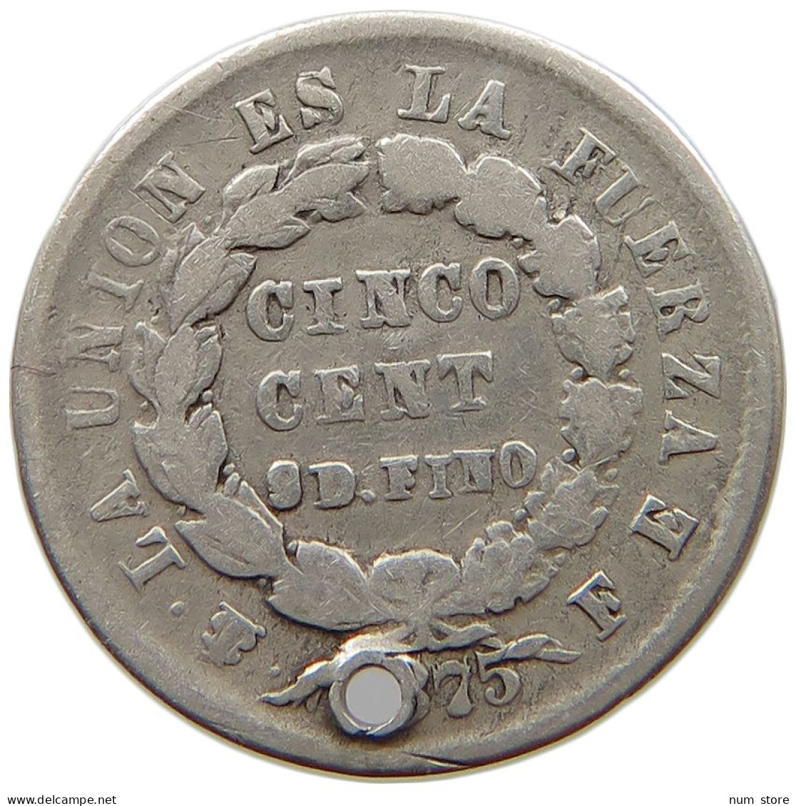 BOLIVIA 5 CENTAVOS 1875 FE  #a081 0935 - Bolivie