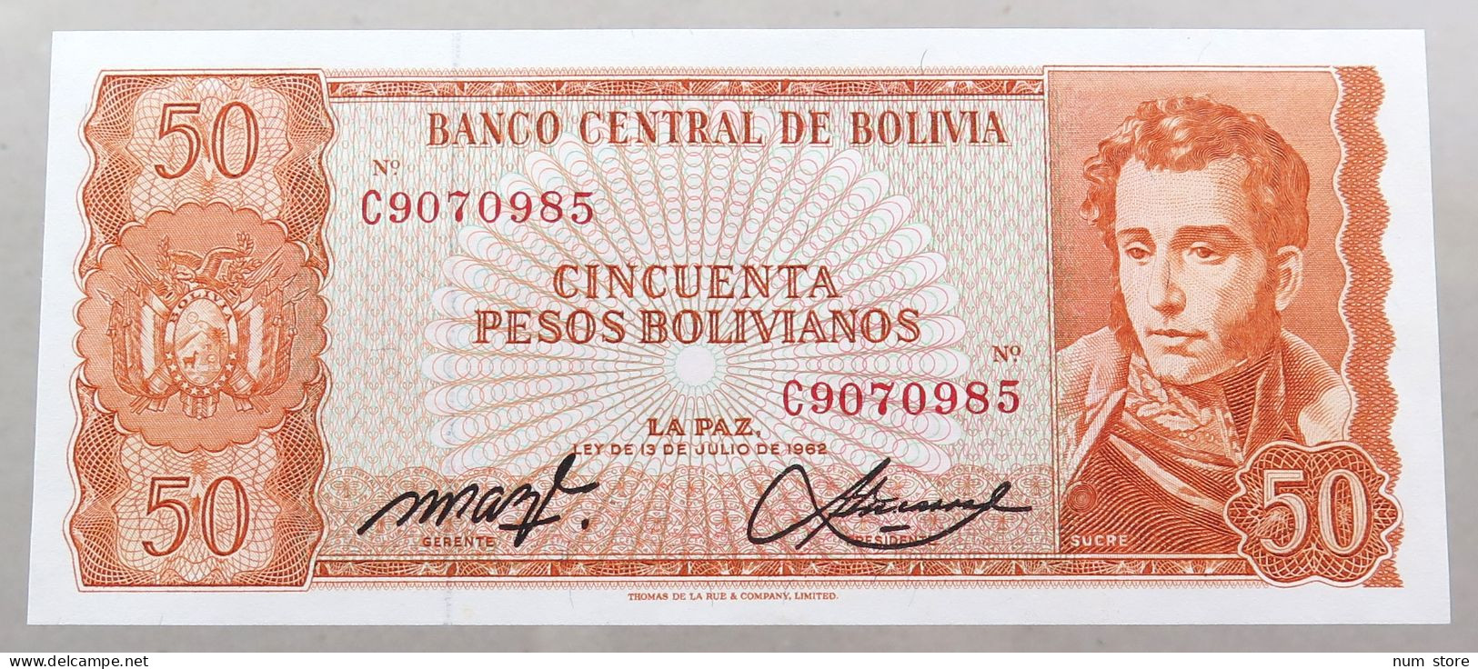 BOLIVIA 50 PESOS 1962  #alb049 0009 - Bolivia