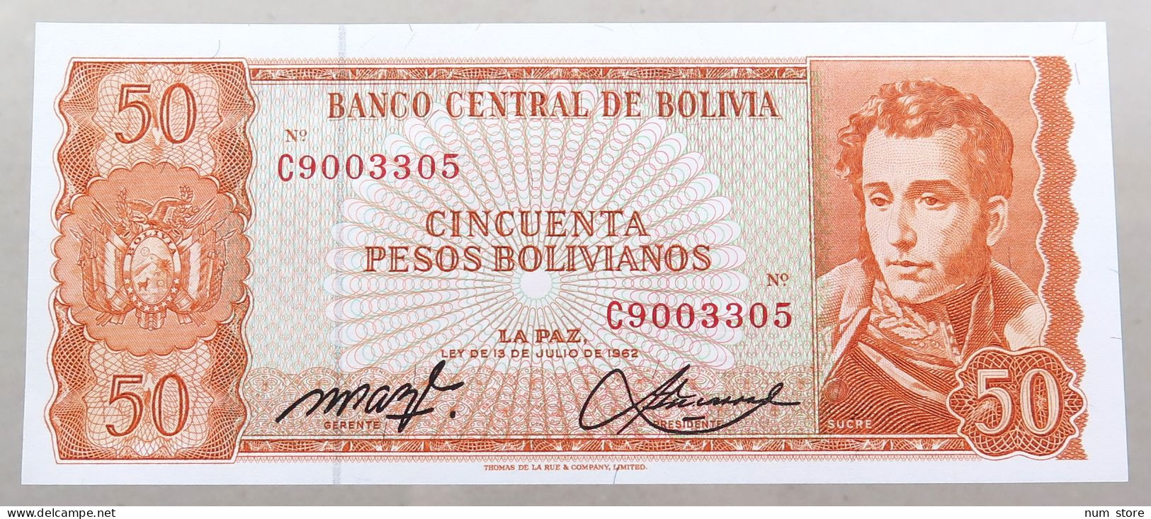 BOLIVIA 50 PESOS 1962  #alb049 0007 - Bolivie