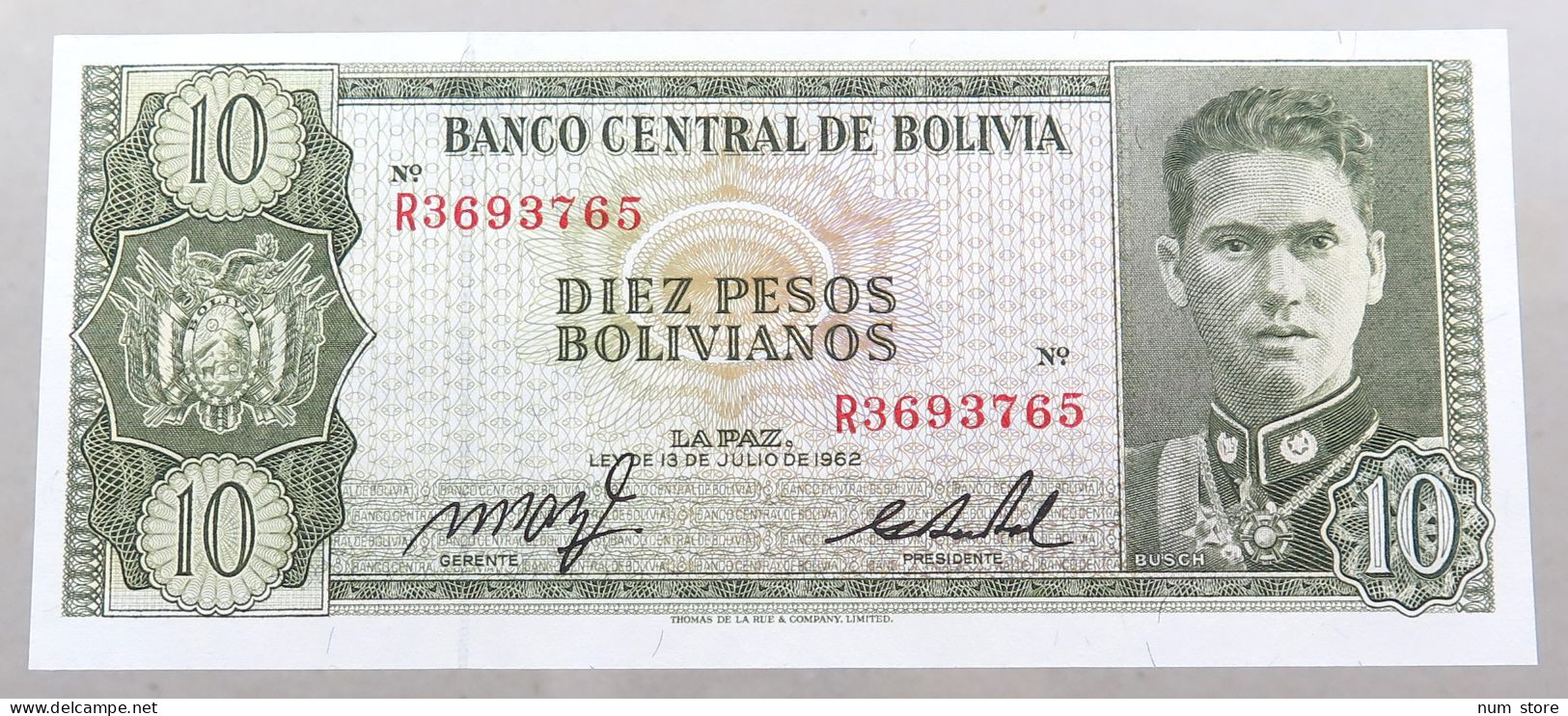 BOLIVIA 10 PESOS 1962  #alb049 0003 - Bolivie