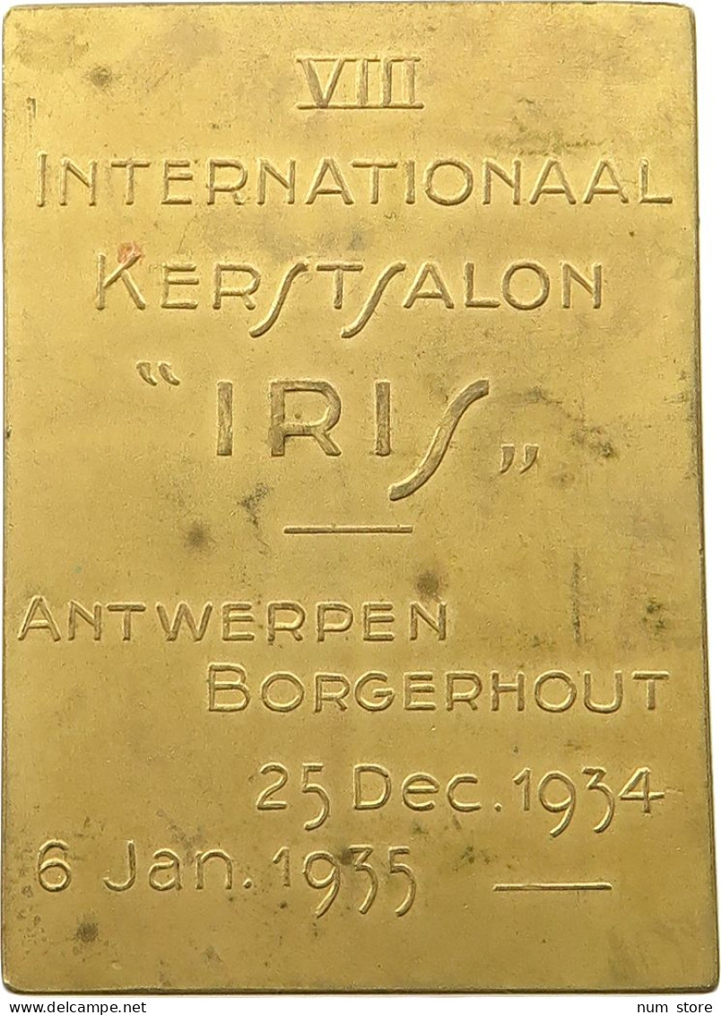 BELGIUM PLAQUETTE 1935 KESTSALON IRIS ANTWERPEN #tm3 0443 - Non Classés