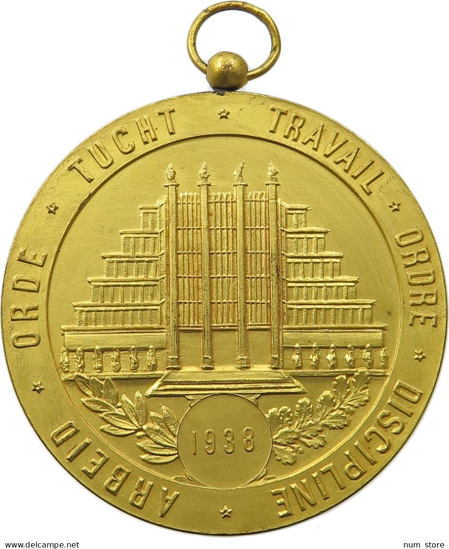 BELGIUM MEDAL 1938 ARBEID ORDE TUCHT TRAVAIL ORDRE DISCIPLINE #tm5 0413 - Ohne Zuordnung