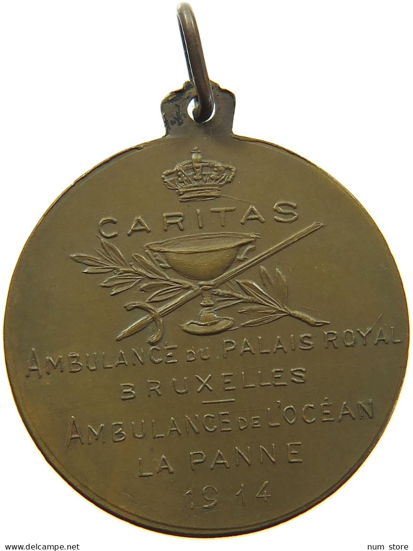 BELGIUM MEDAL 1914 Albert I. 1909-1934 WW1 CHARITE SOLIDARITE 1914 BRUXELLES #s006 0235 - Sin Clasificación