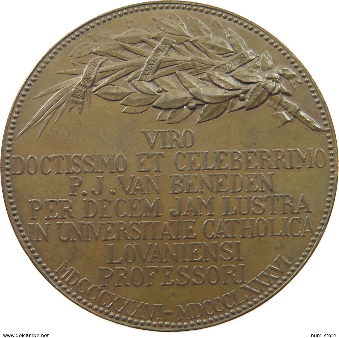 BELGIUM MEDAL 1886 Professor P.J.Van Beneden Universiteit Van Leuven #tm3 0027 - Ohne Zuordnung