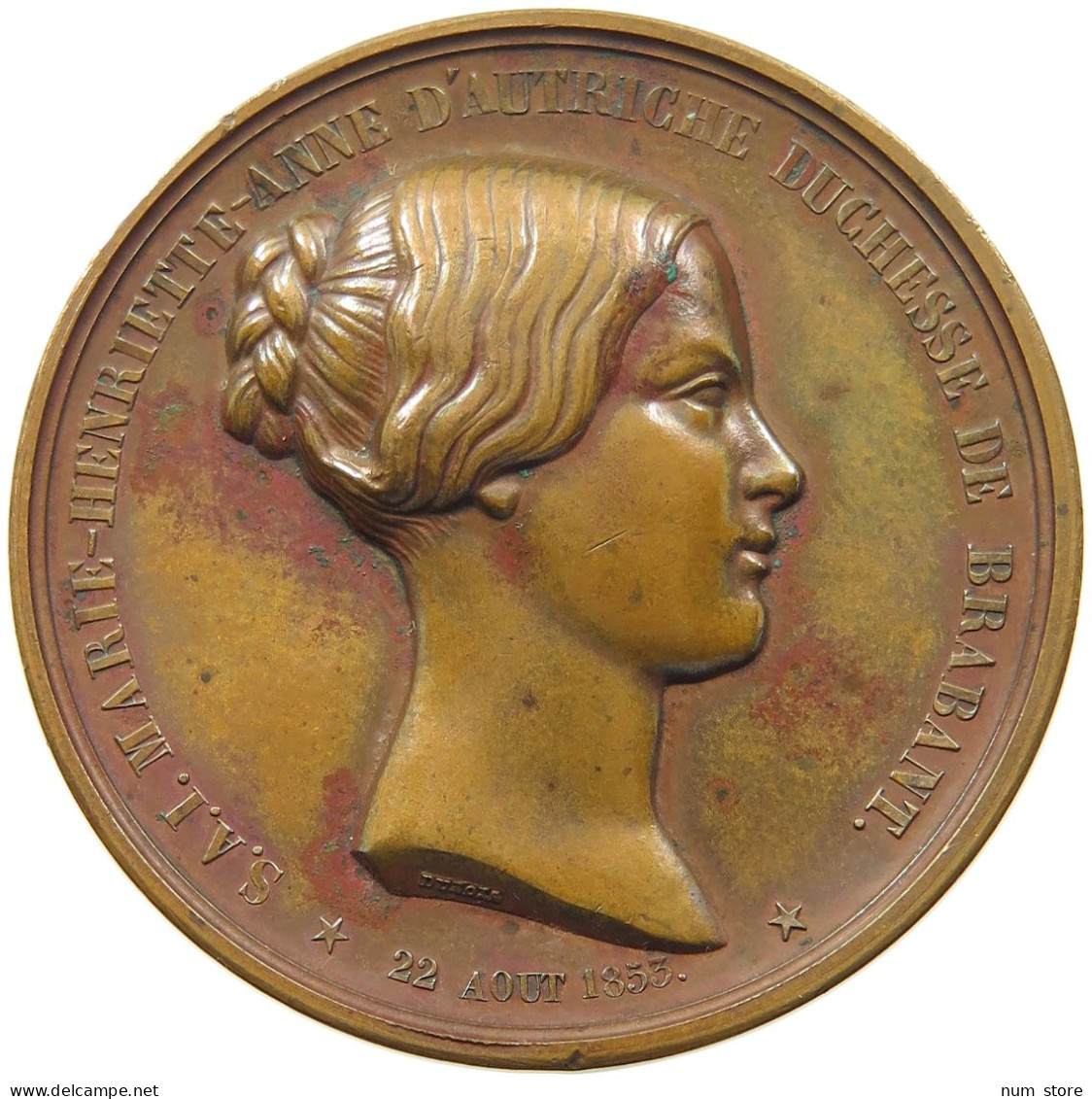 BELGIUM MEDAL 1853 Marie Henriette Anne D'autriche Duchesse De Brabant #tm4 0481 - Non Classés