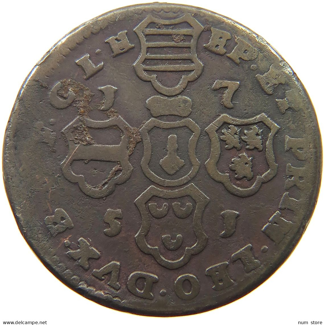 BELGIUM LIEGE 4 LIARDS 1751  #s053 0423 - 975-1795 Prince-Bishopric Of Liège