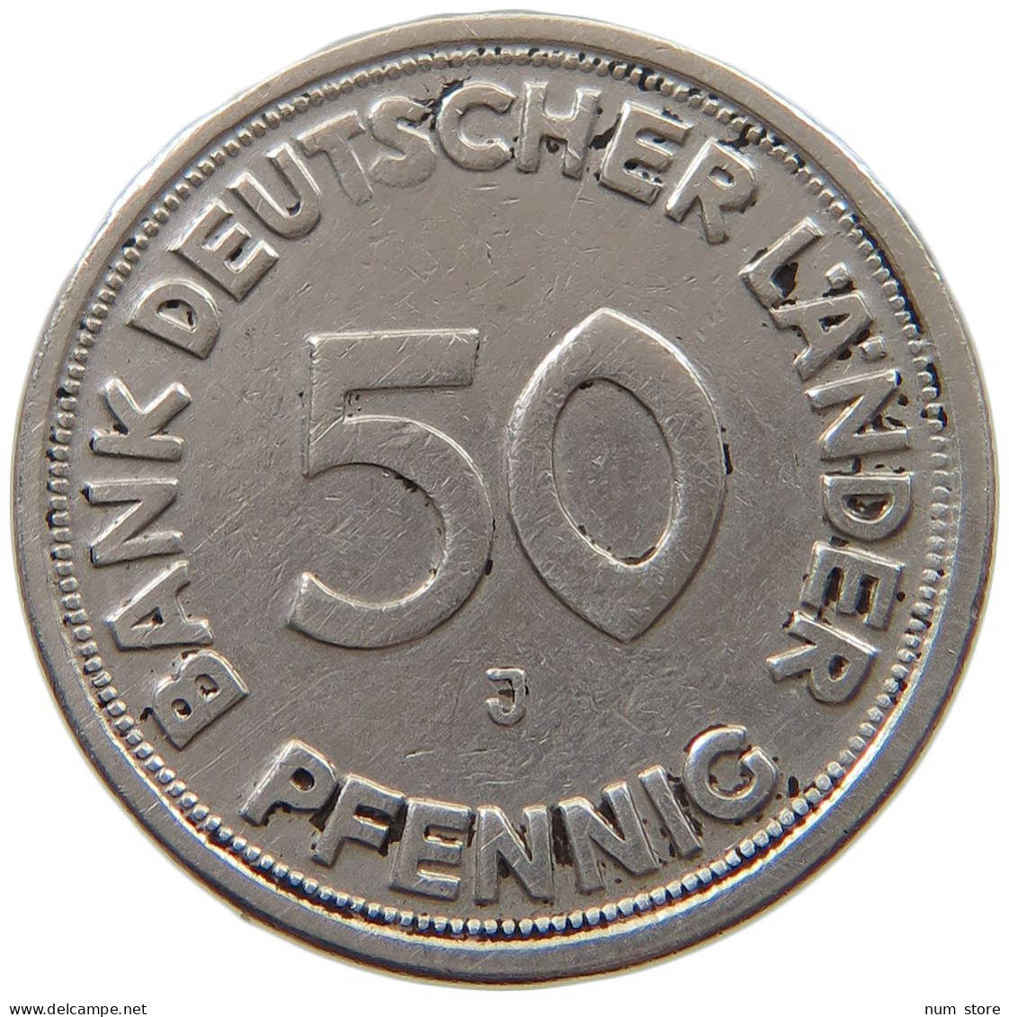 BRD 50 PFENNIG 1949 J PRÄGESCHWÄCHE #t098 0501 - 50 Pfennig