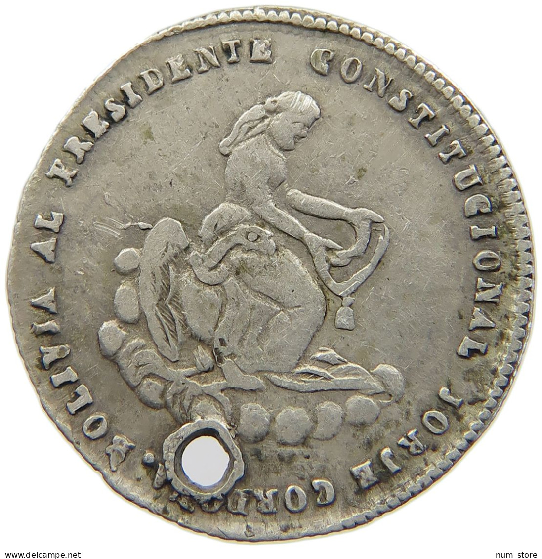 BOLIVIA SOL 1856 PROCLAMATION MEDAL #t161 0565 - Bolivie