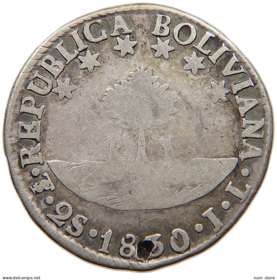 BOLIVIA 2 SOLES 1830 JL  #t135 0291 - Bolivie