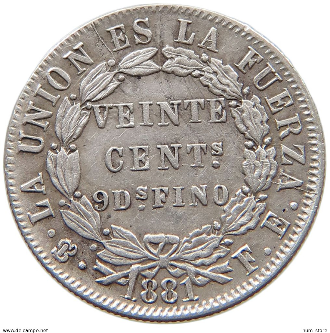 BOLIVIA 20 CENTAVOS 1881  #t135 0299 - Bolivia