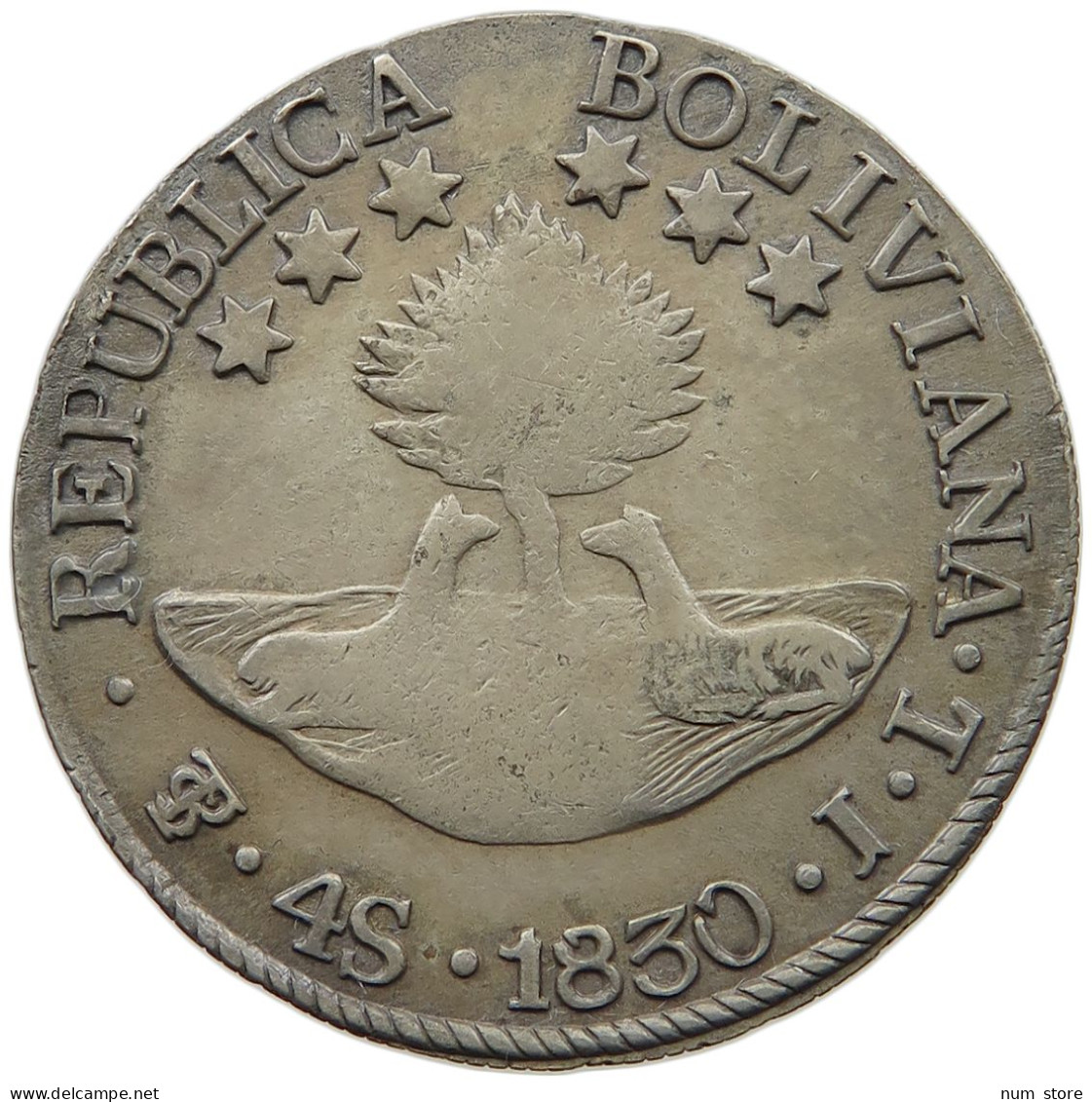 BOLIVIA 4 SOLES 1830 JL  #t135 0277 - Bolivie