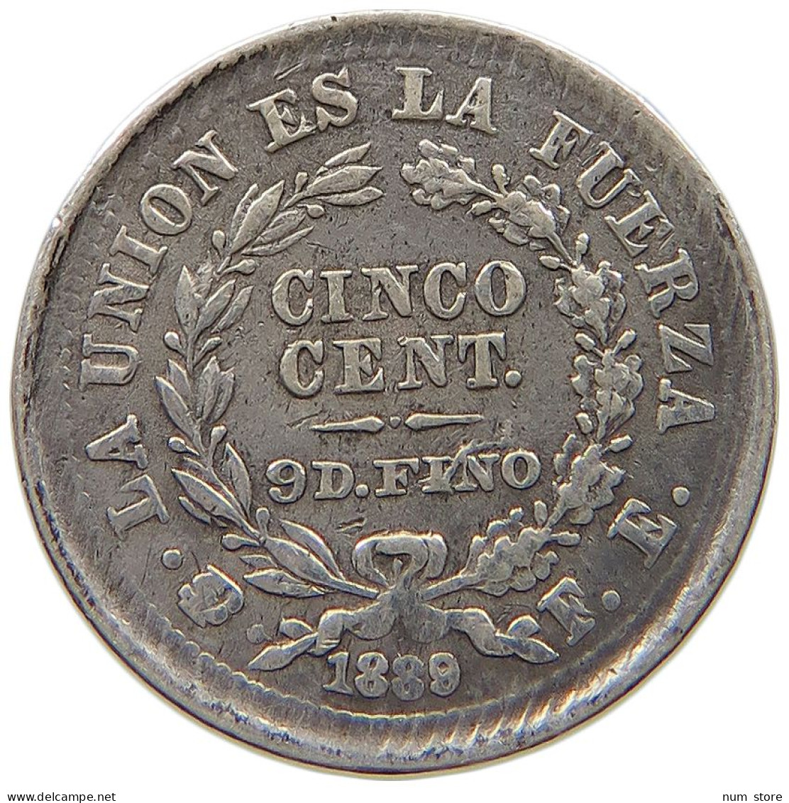 BOLIVIA 5 CENTAVOS 1889  #t111 1349 - Bolivie