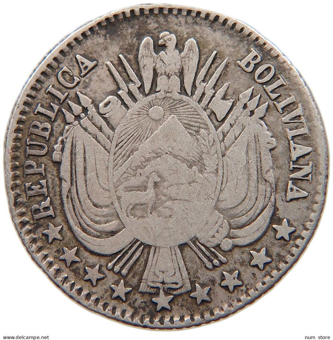 BOLIVIA 1/5 BOLIVIANO 1864  #t107 0283 - Bolivie