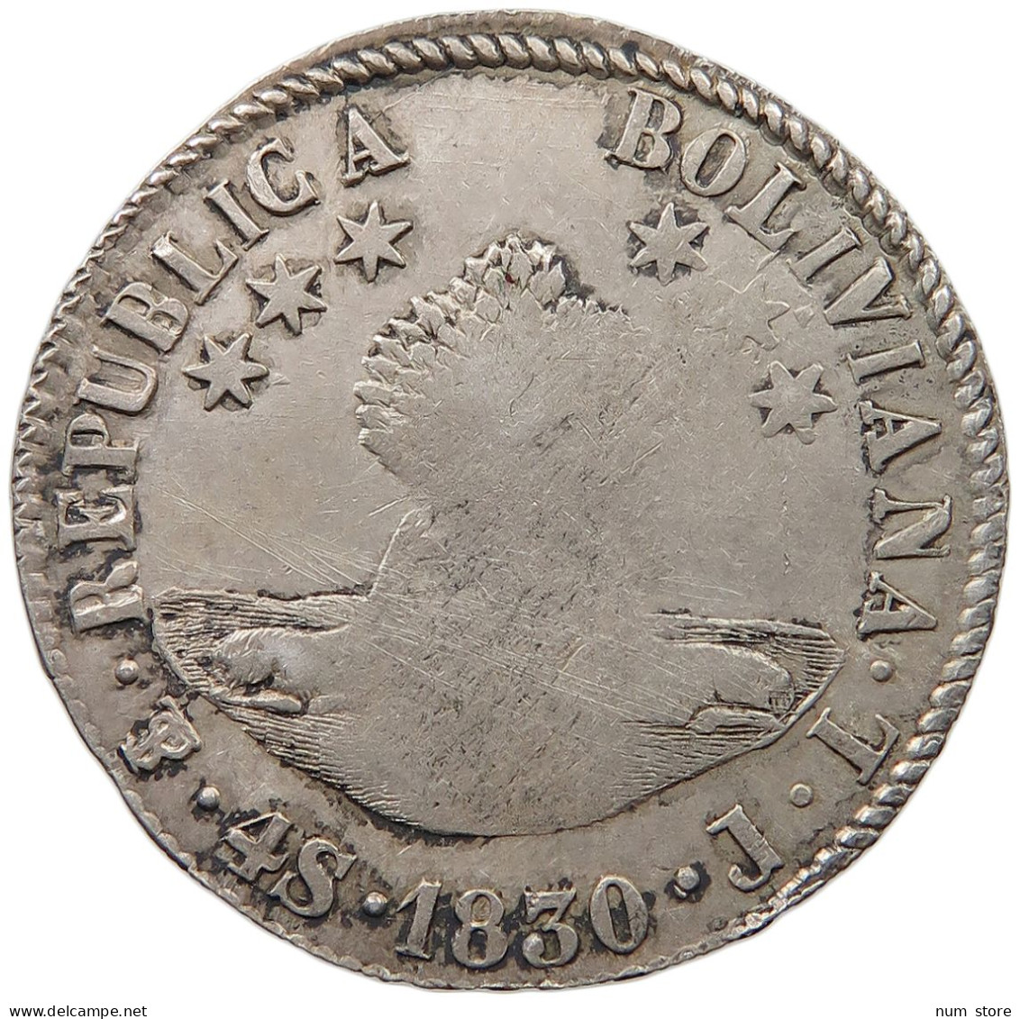 BOLIVIA 4 SOLES 1830 JL  #t107 0251 - Bolivie