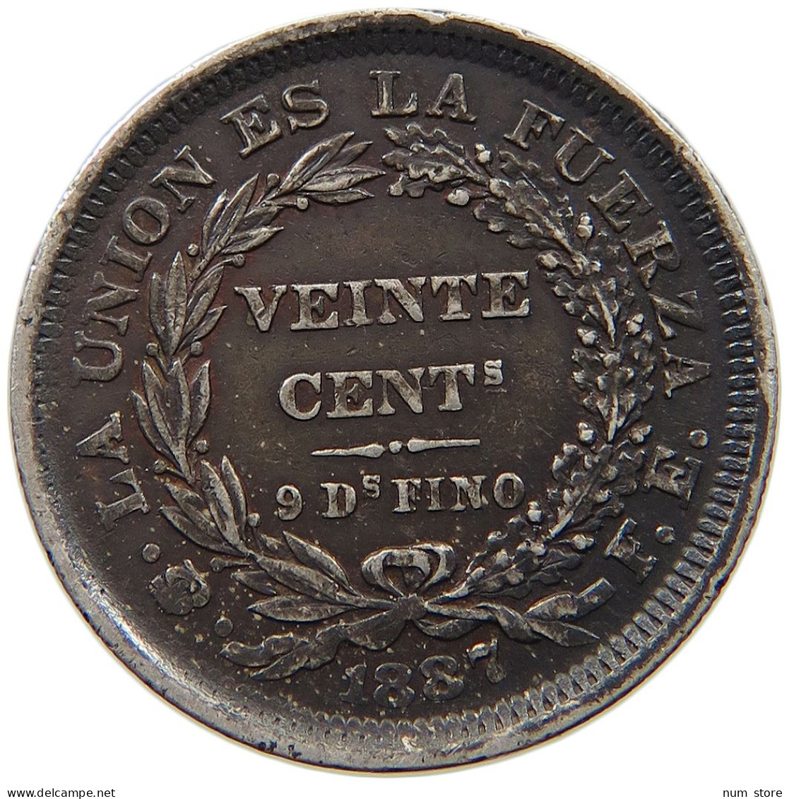 BOLIVIA 20 CENTAVOS 1887  #t090 0219 - Bolivie