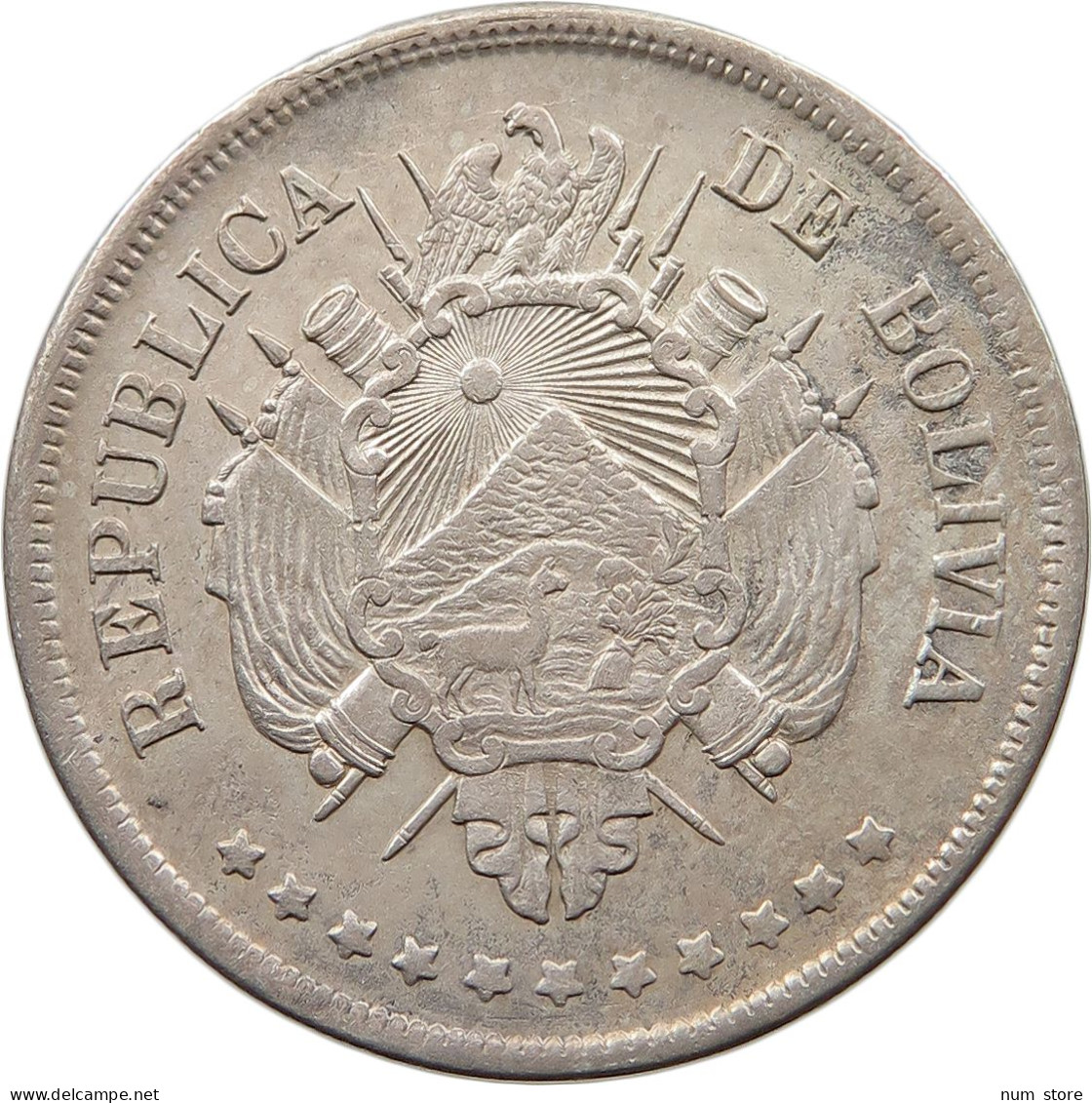 BOLIVIA BOLIVIANO 1870 ER  #t089 0317 - Bolivie