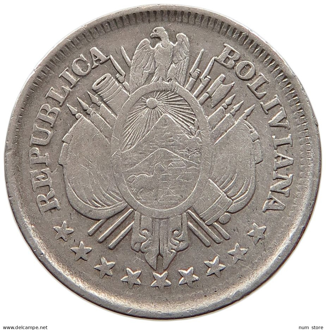 BOLIVIA 20 CENTAVOS 1887  #T068 0405 - Bolivie
