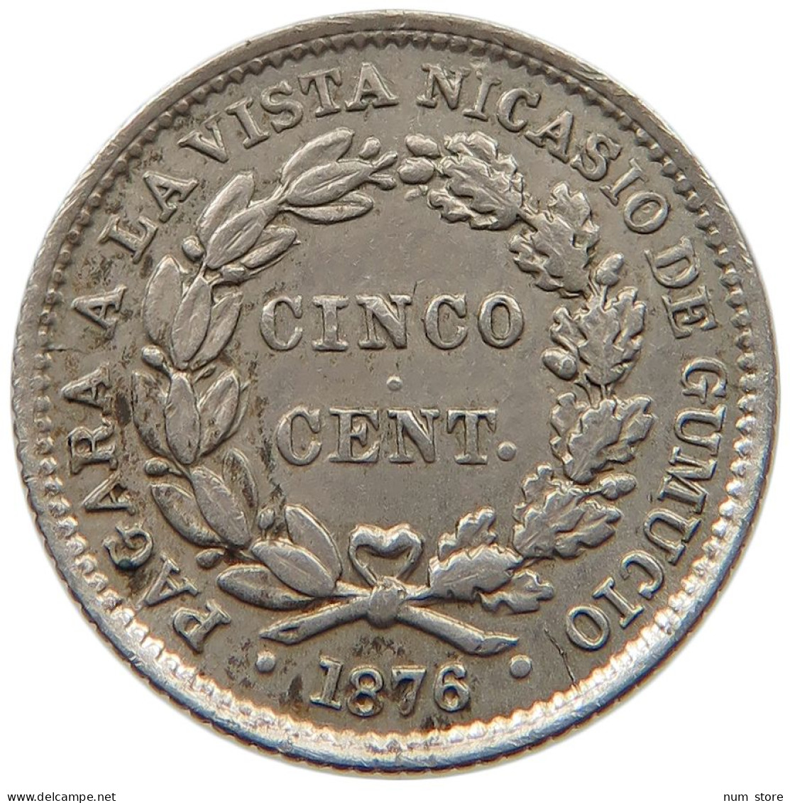 BOLIVIA 5 CENTAVOS 1876 COCHABAMBA #t135 0077 - Bolivie