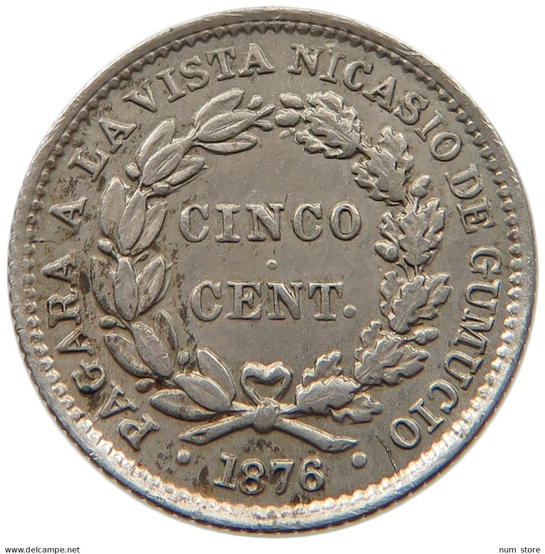 BOLIVIA 5 CENTAVOS 1876 COCHABAMBA #t135 0077 - Bolivia