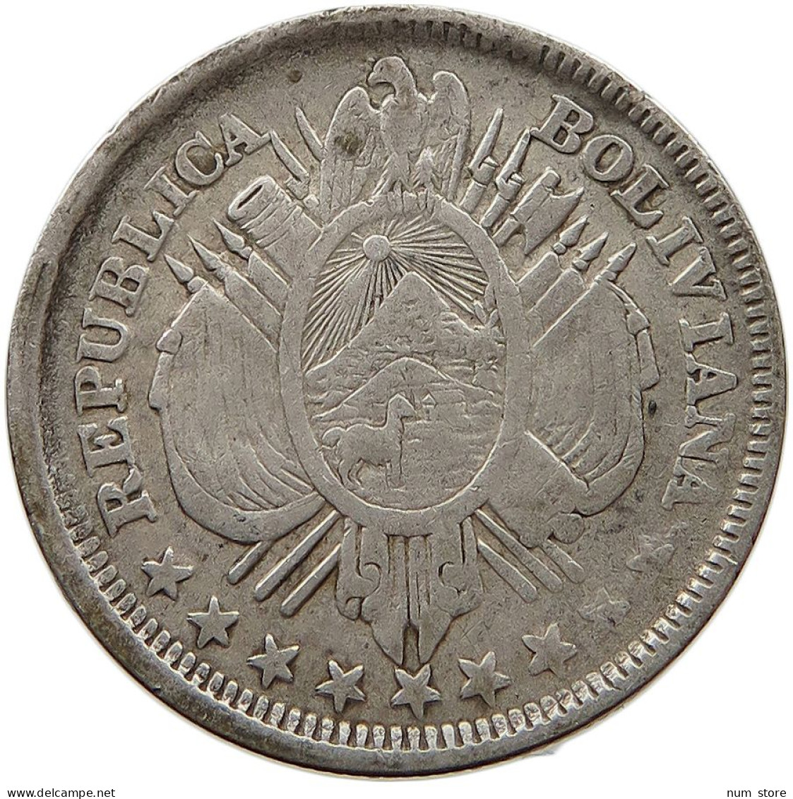 BOLIVIA 20 CENTAVOS 1886 FE  #t063 0301 - Bolivia