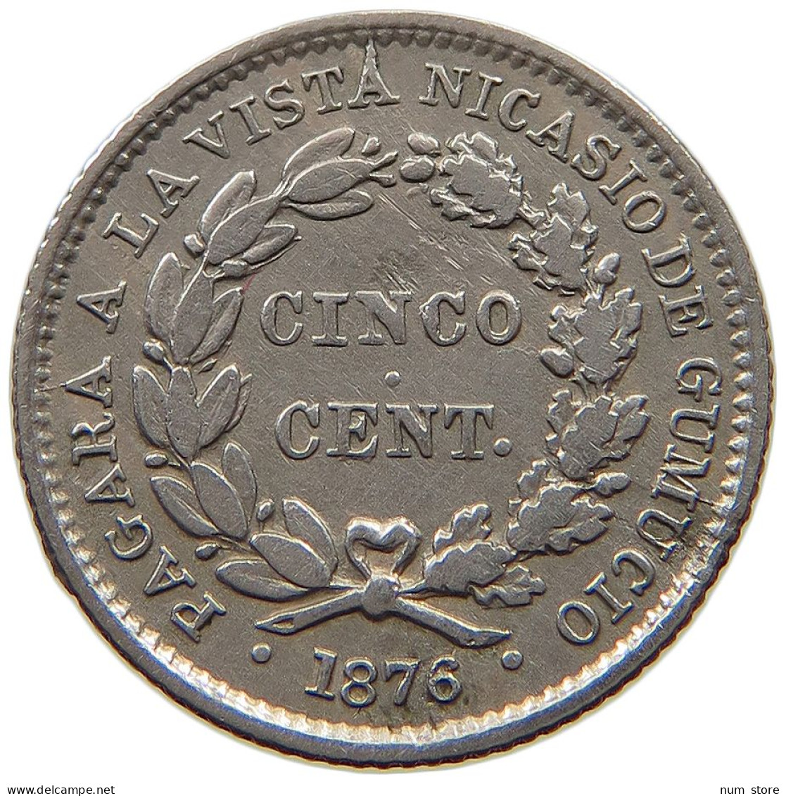 BOLIVIA 5 CENTAVOS 1876 COCHABAMBA #t060 0329 - Bolivia