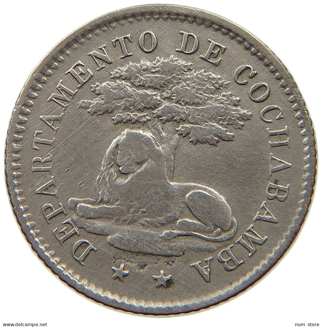 BOLIVIA 5 CENTAVOS 1876 COCHABAMBA #t060 0329 - Bolivië