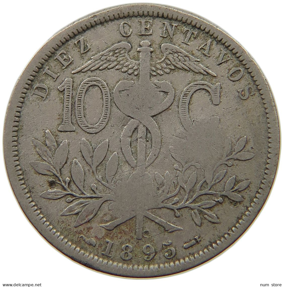 BOLIVIA 10 CENTAVOS 1895 CHOP MARKS COUNTERMARKED #t060 0349 - Bolivie