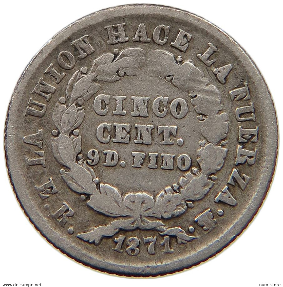 BOLIVIA 5 CENTAVOS 1871  #t060 0321 - Bolivië