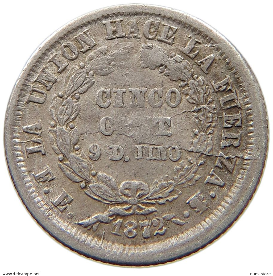 BOLIVIA 5 CENTAVOS 1872 5 CENTAVOS 1872 DOUBLE STRUCK 7 DIE ERRO #t060 0315 - Bolivia