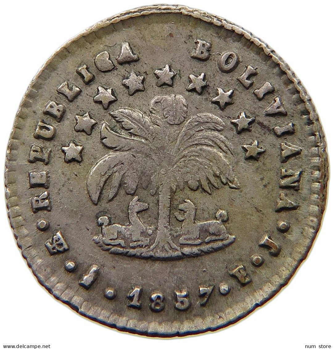 BOLIVIA 1/2 SOL 1857 JJ 1/2 SOL 1857 FJ MINTING ERROR HEAD #t060 0295 - Bolivia