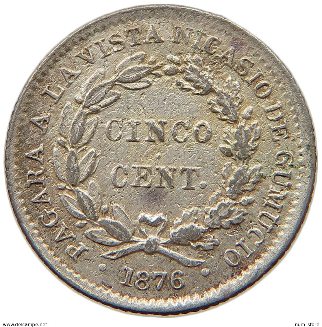 BOLIVIA 5 CENTAVOS 1876 COCHABAMBA #t060 0301 - Bolivia