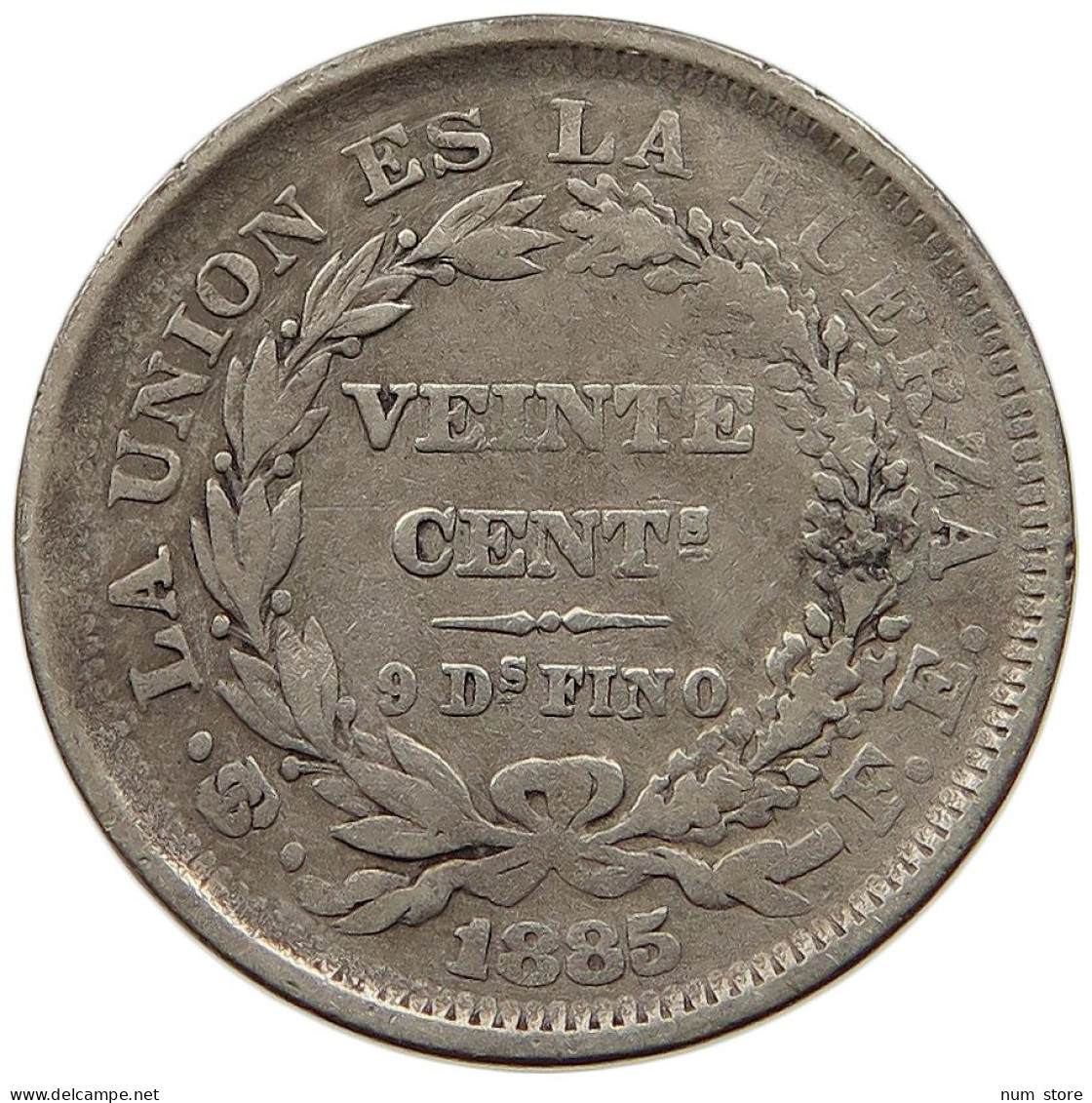 BOLIVIA 20 CENTAVOS 1885 FE  #t060 0231 - Bolivie