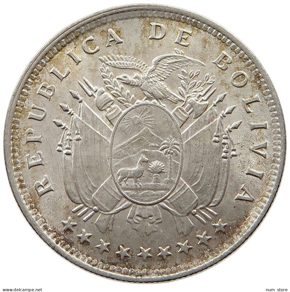 BOLIVIA 20 CENTAVOS 1909 H  #t060 0229 - Bolivia