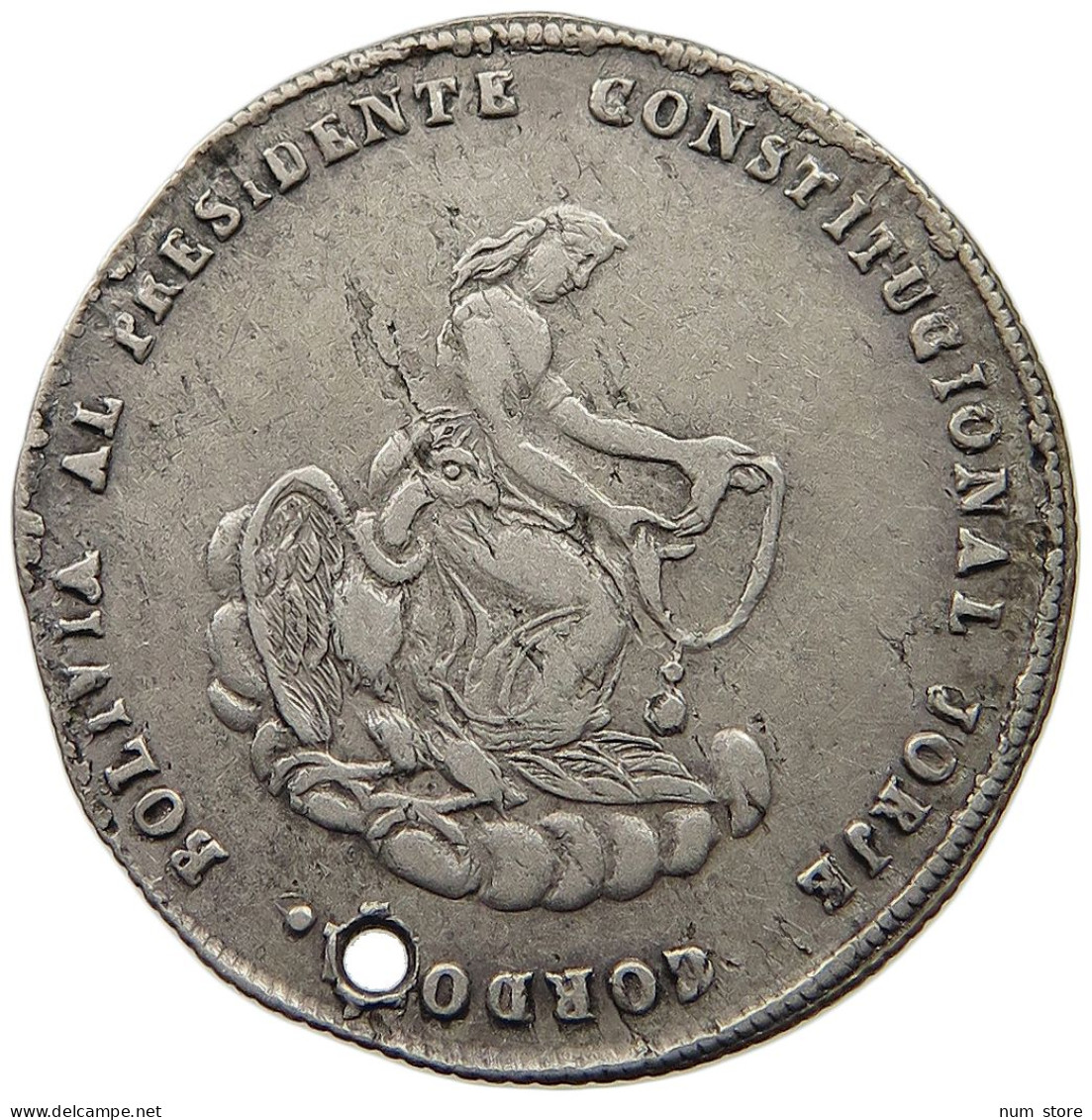 BOLIVIA 2 SOLES 1856 PROCLAMATION MEDAL #t060 0215 - Bolivië