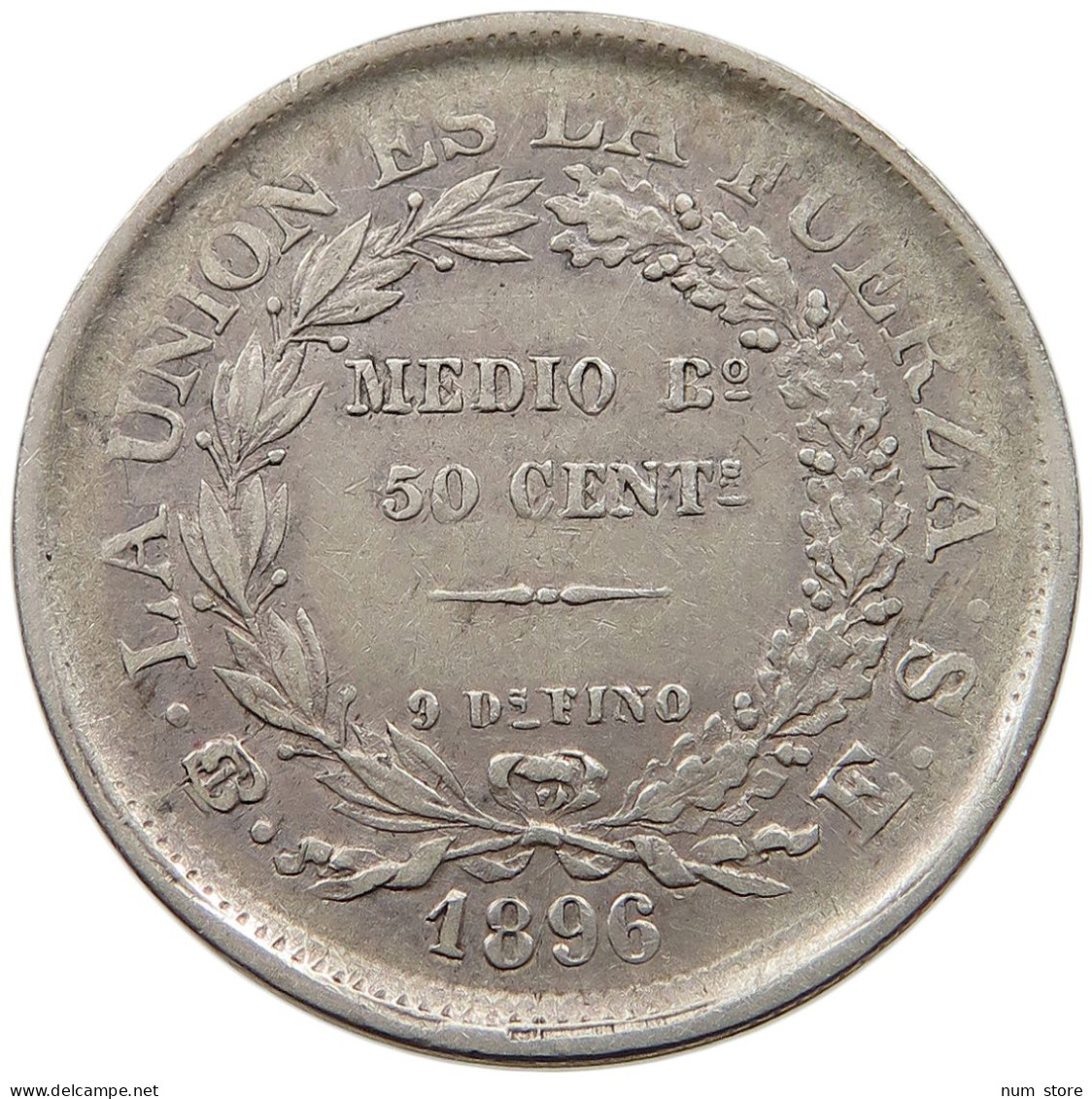 BOLIVIA 50 CENTAVOS 1896 ES  #t060 0181 - Bolivie