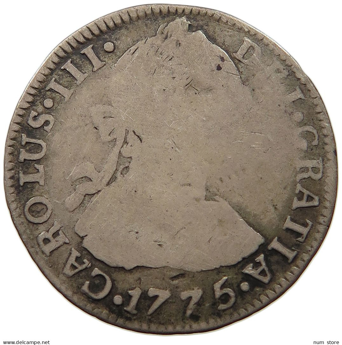 BOLIVIA 2 REALES 1775 JR Carlos III. 1759-1788. #t060 0193 - Bolivie