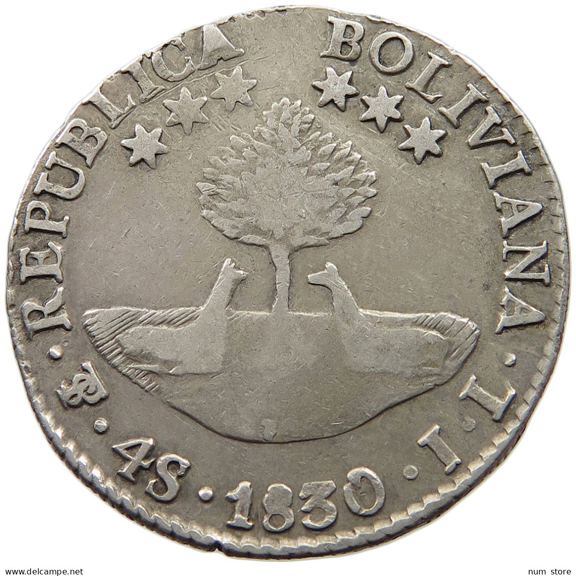 BOLIVIA 4 SOLES 1830 JL  #t060 0157 - Bolivie