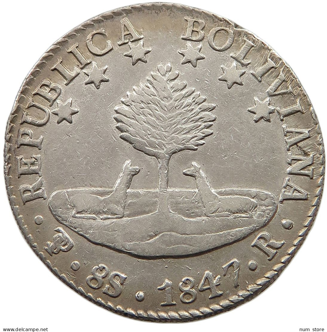 BOLIVIA 8 SOLES 1847 R  #t060 0107 - Bolivie