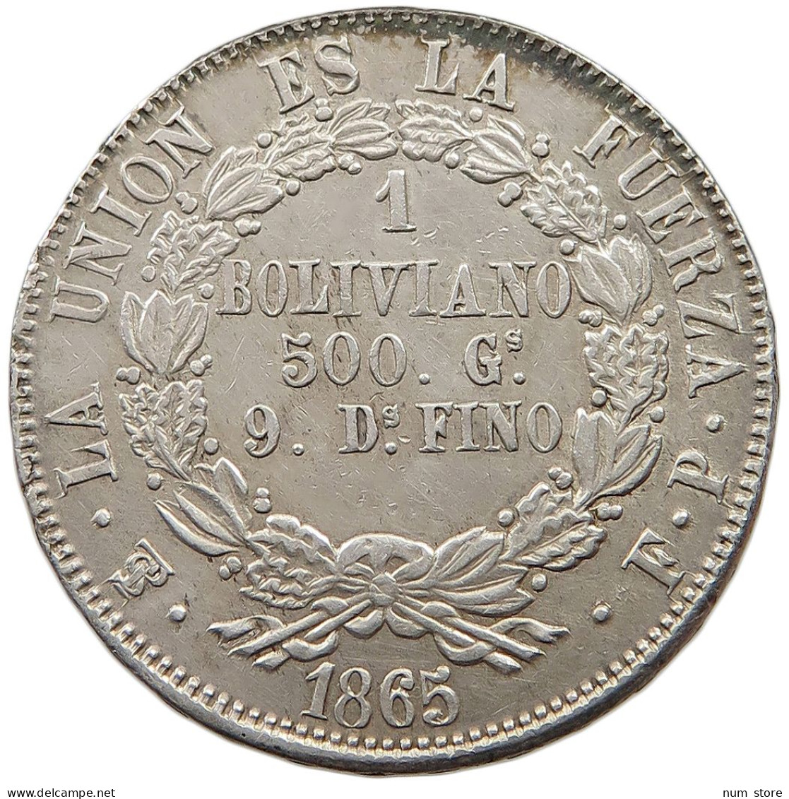 BOLIVIA BOLIVIANO 1865 FP  #t060 0121 - Bolivia