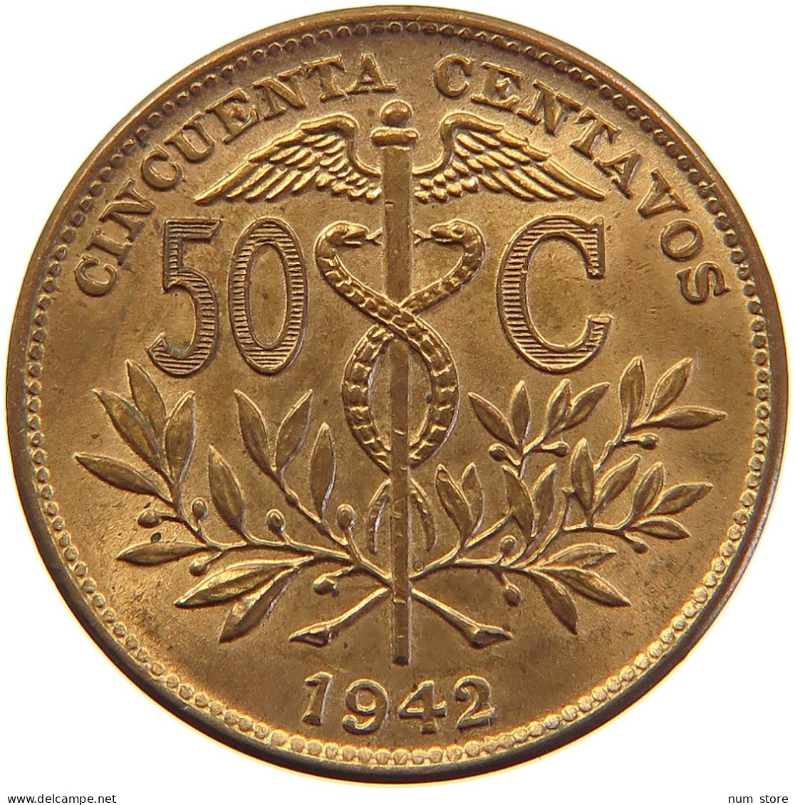 BOLIVIA 50 CENTAVOS 1942  #s023 0269 - Bolivia