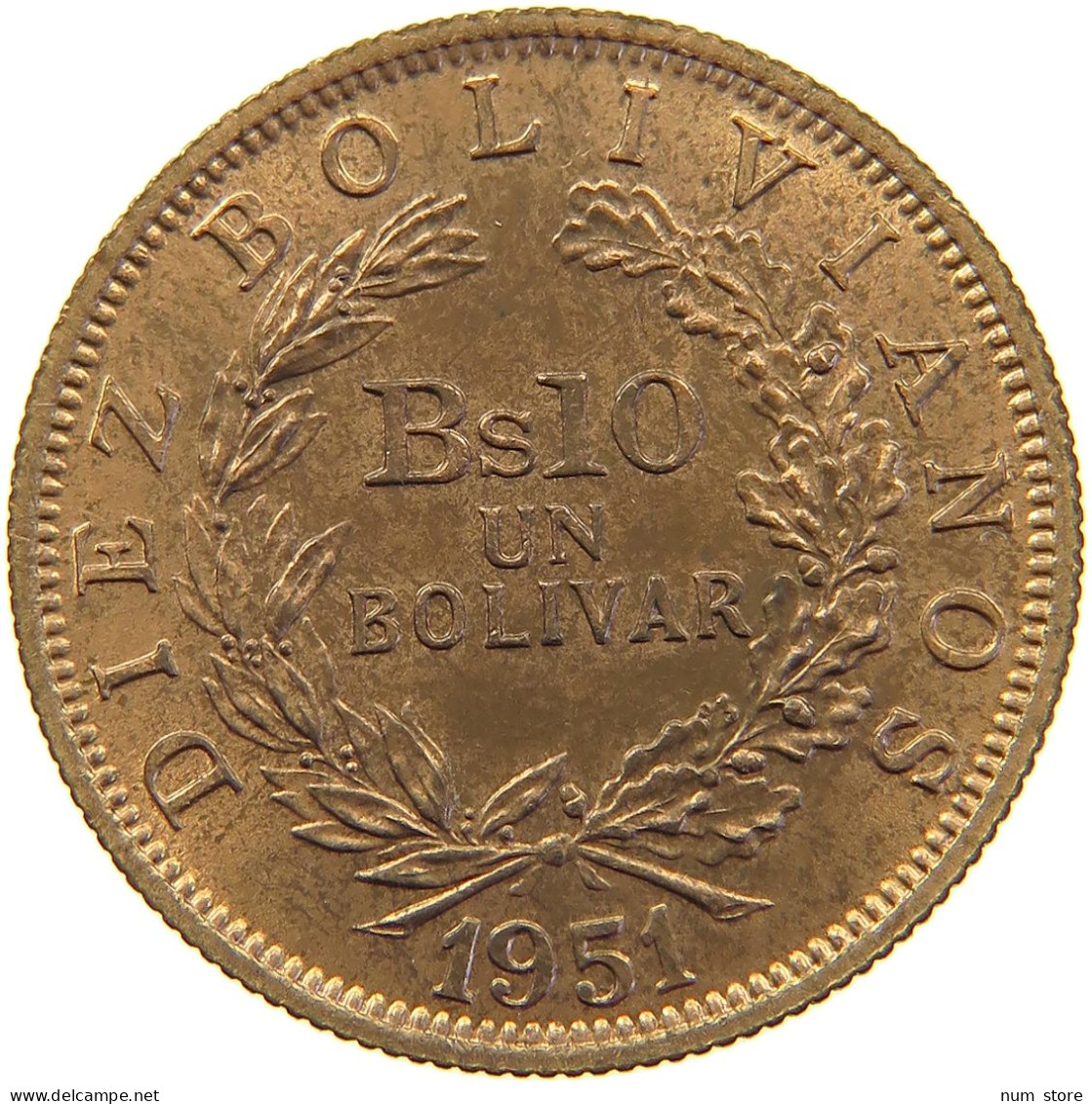 BOLIVIA 10 BOLIVIANOS 1951  #s023 0249 - Bolivië