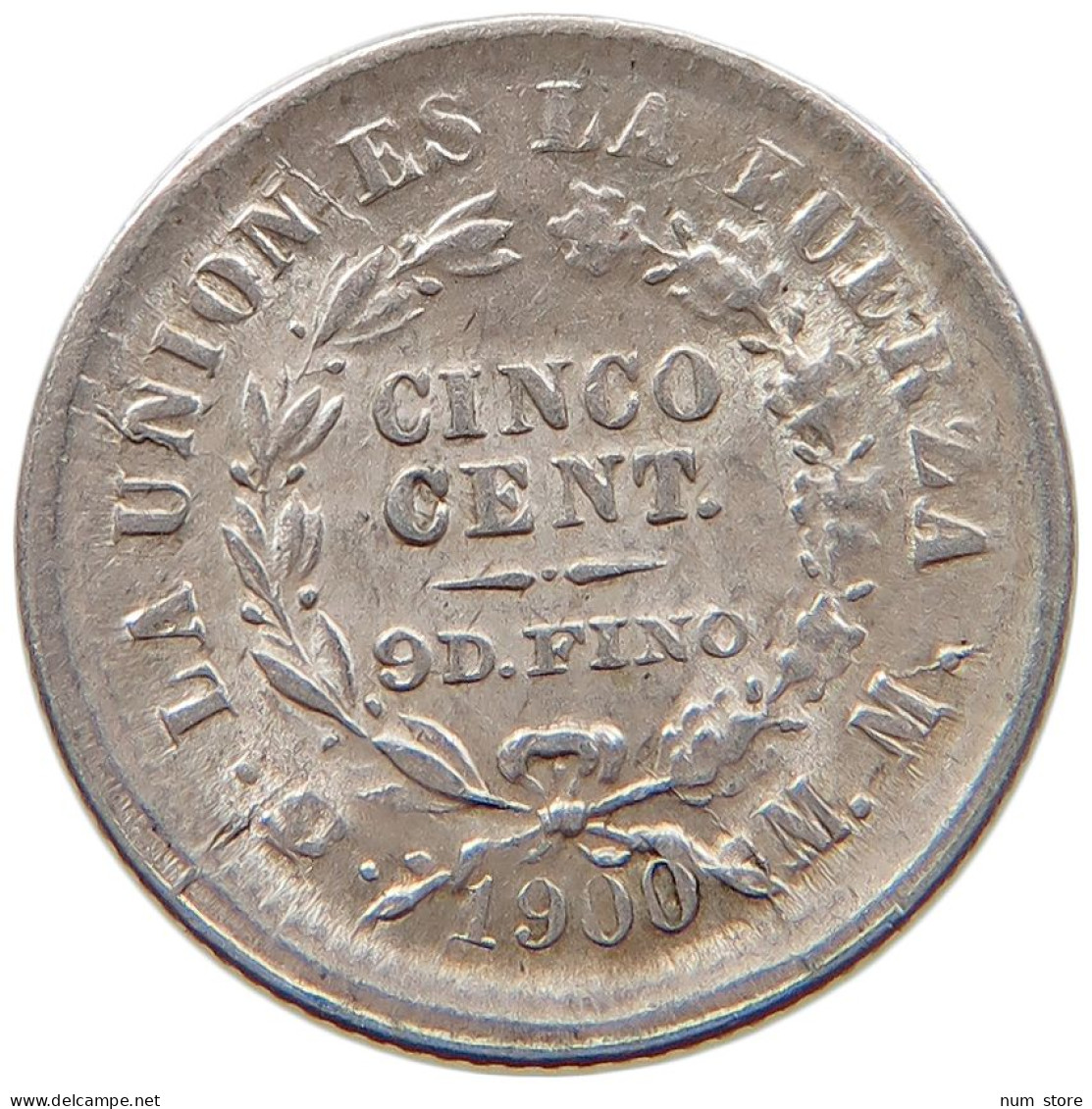 BOLIVIA 5 CENTAVOS 1900  #s009 0267 - Bolivië