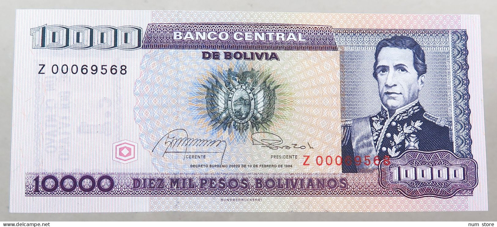 BOLIVIA 10000 PESOS 1984  #alb051 1503 - Bolivië