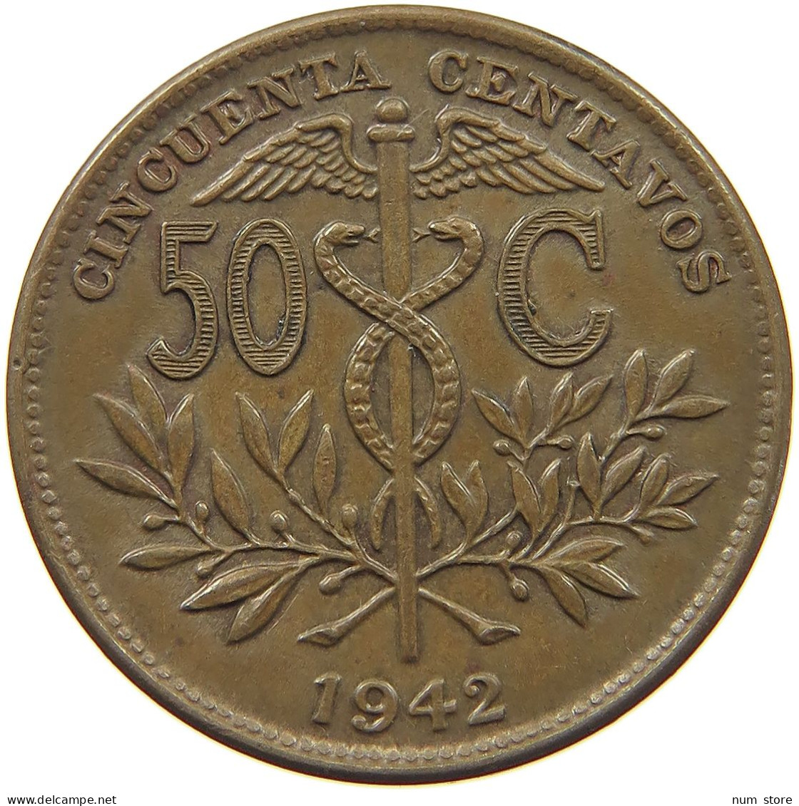 BOLIVIA 50 CENTAVOS 1942  #c080 0397 - Bolivië
